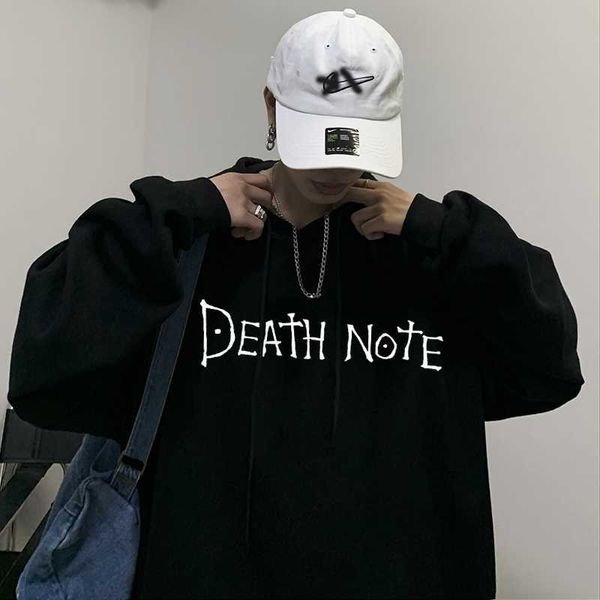 

death note oversized hoodie dropshipping jas hip hop tee print black colors y2k harajuku gothic kpop women's sweatshirt