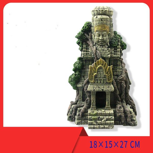 

reptile fish tank landscaping aquarium decoration ornaments resin crafts simulation ancient temple ornamental hiding decorations