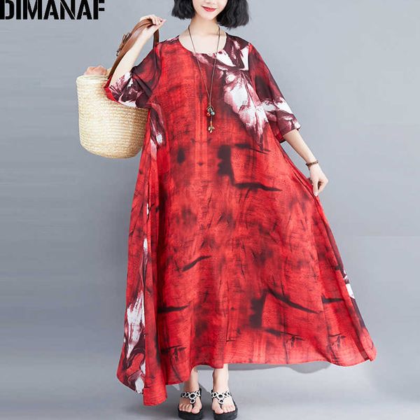 

plus size women dress vintage big cotton female vestidos a-line summer sundress loose print lady elegant long 210531, Black;gray