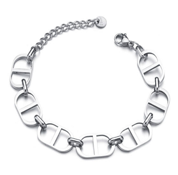

link, chain 316l stainless steel personality pig nose titanium bracelet light luxury and exquisite female hand ornament, Black