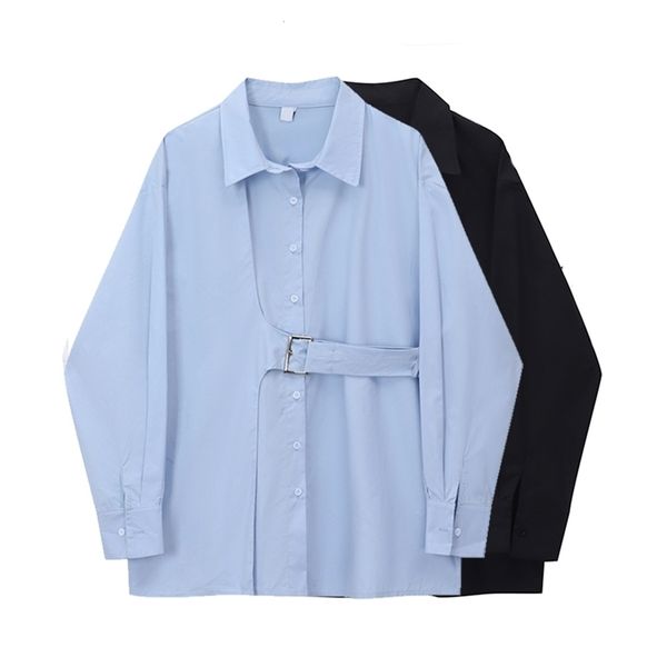 

women shirts blusas patchwork autumn blouse korean casual loose long sleeve streetwear womens and blouses female 210515, White