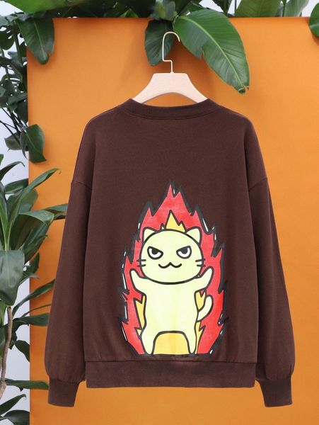 

x alice cartoon graphic heart patched drop shoulder pullover d3ls#, White;black