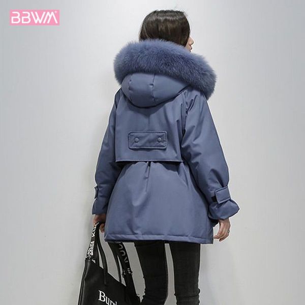 

black hooded long-sleeved fur collar winter warm chic female coat korean style long fashionable loose chic women's down jacket 210507, Black;brown