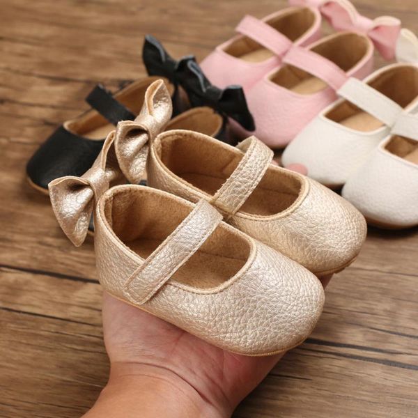 

first walkers pu baby mary jane flats shoes infant girl bowknot soft rubber sole born prewalkers shine crib