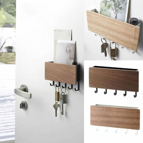 

hooks & rails wall-hung type wooden decorative wall shelf sundries storage box prateleira hanger organizer key rack wood
