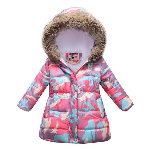 

down coat 2021 kids girls winter jacket children warm hooded long double-sided wear printing jackets clothes thick parkas, Blue;gray