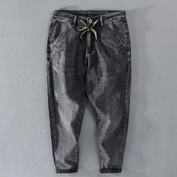 

men's jeans 2021 spring and autumn ankle-length stretch trendy men brand pants casual fashion trousers spodnie pantalones, Blue