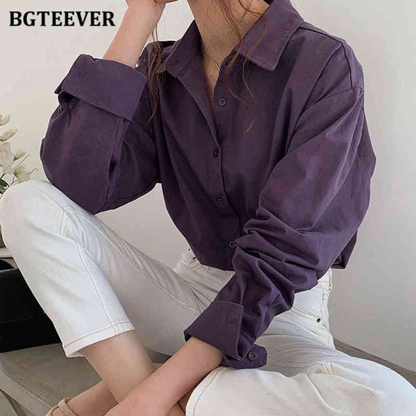 

knits vintage purple women blouses autumn winter thick female shirts plus size solid office wear blusas mujer femme egmf, White