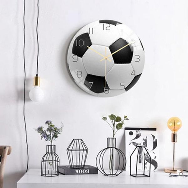 

wall clocks 3d ball clock acrylic removable sports basketball baseball shape hanging for kids rooms home living room decortion