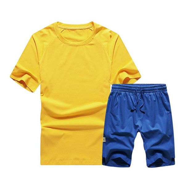 

2021summer men's sportswear short-sleeved five points pants suit solid color casual sports loose milk silk sweat suits gym clothing, White;black