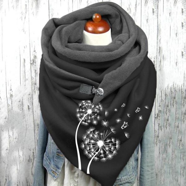 

scarves 2021 fashion winter scarf for women printing button soft wrap casual warm shawls foulard femme neck bandana, Blue;gray