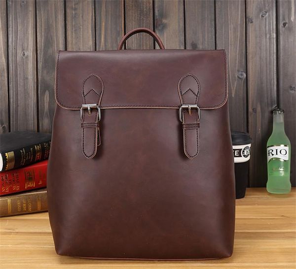 

backpack men's pu leather fashion buckled casual functional bag