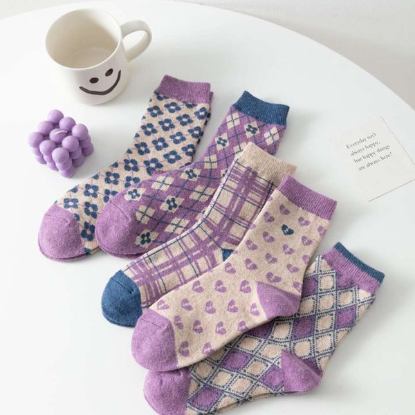 

purple love lattice sweet autumn winter thickened, Black;white