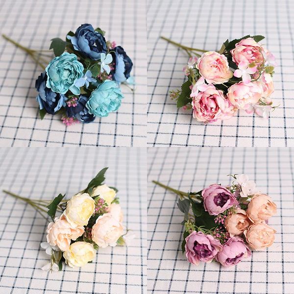 

heads 1 bunch artificial rose peony bouquet vases for home decoration wedding decorative silk flower fake plants flowers & wreaths