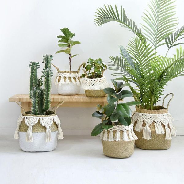 

storage baskets seagrass hand-woven wicker straw basket decoration flower pot ins home kitchen items
