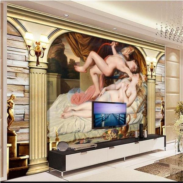 

wallpapers custom size 3d po wallpaper mural living room angel and beauty roman column picture sofa tv backdrop for wall