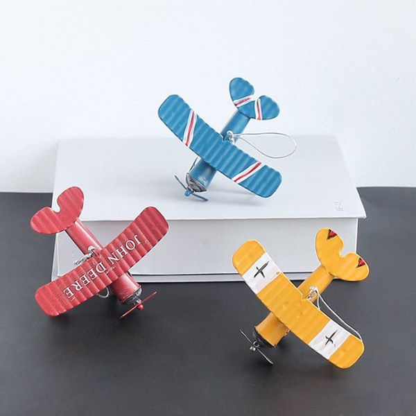 

airplane decoration hanging ornament vintage mini metal toys decorations model aircraft pendant for boy's room decorative objects & fig