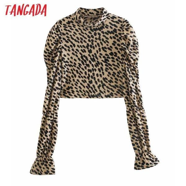 

tangada women retro dots print strethy crop shirt long sleeve chic female slim shirt 2w26 210609, White