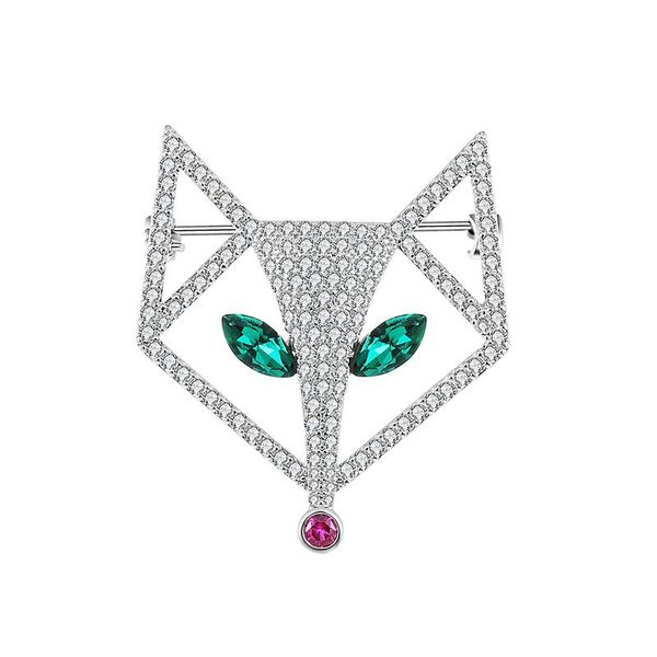 

pins, brooches personality fashion copper brooch evil horror wolf zircon pin wedding party jewelry adornment high quality, Gray
