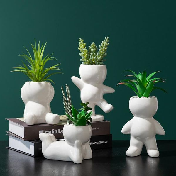 

nordic human head flower pot resin succulents plant abstract face home deskvase micro landscape decor decorative flowers & wreaths