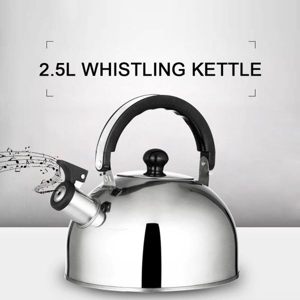 

camp kitchen 2.5l / 84oz stainless steel lightweight whistling tea kettle camping teapot fast boil teakettle