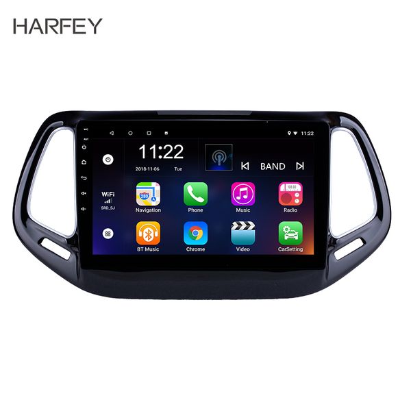 

car dvd head unit gps navigation android player for 2017-jeep compass 10.1" usb mirror link bluetooth wifi support dvr obd2 swc