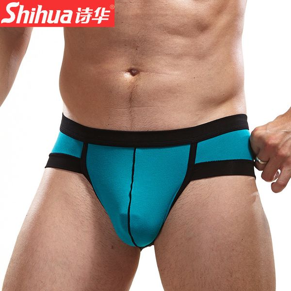 

men's modal underwear fashion simple solid color matching elastic waist briefs, Black;white