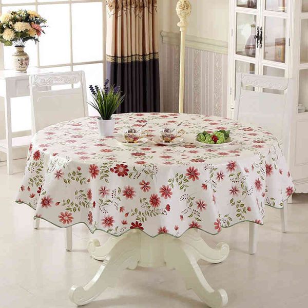 PVC plástico estilo nórdico rodada toalha de mesa pastoral padrão padrão de óleo à prova de óleo cozinha mesa de cozinha