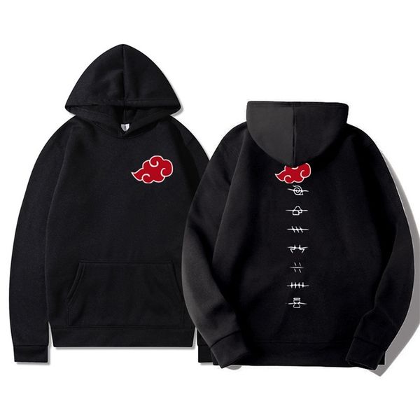 

naruto hoodie printed plush men's and women's hoodie coat, Black