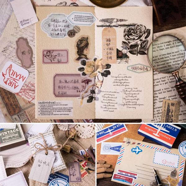 

gift wrap 60 sheet scrapbooking memo decor adhesive paper label retro style decal collection for diy diary free
