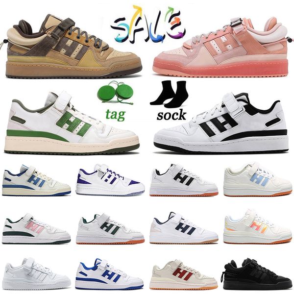 

wholesale 2022 forum low bad bunny mens womens running shoes triple white off royal bright blue back to school pink easter egg crew navy sne