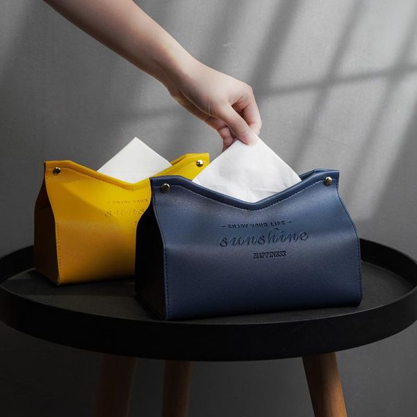 

tissue boxes & napkins 6-colour pu leather home living room case creative bedroom deskcar toilet napkin papers bag holder organizer
