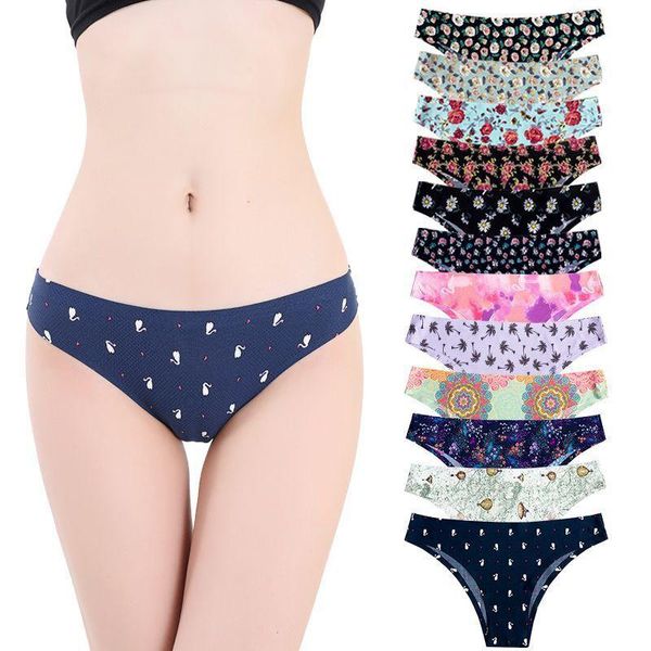 

women's panties 6pcs 12pcs thong female underwear seamless low waist sports fashion lingerie large size, Black;pink