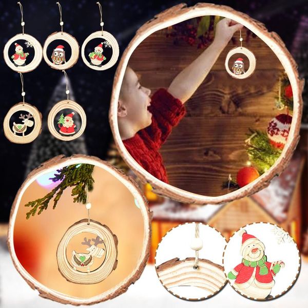 

christmas decorations wooden ring pendant for xmas tree hanging ornaments atmosphere home party decor gifts