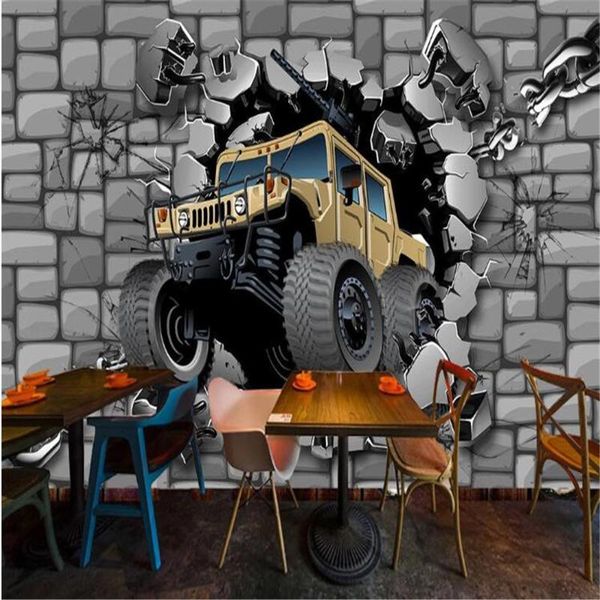 

wallpapers milofi custom large 3d wallpaper mural retro brick wall tire car tooling background