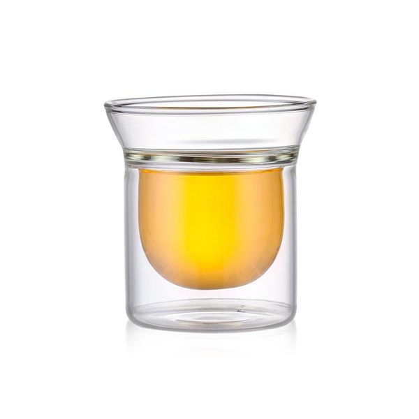 

wine glasses durable 80ml heat resistant double wall layer tea cup healthy elegant clear water drinking flower cups glassware lbs