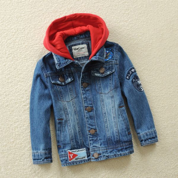 

childrens' jacket denim jackets for boys autumn coat children's clothing hooded outerwear kids jeans coats teenages 3-14 y, Blue;gray
