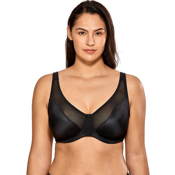 

women comfort v-neck full coverage no padding underwire minimizer bra 210623, Red;black
