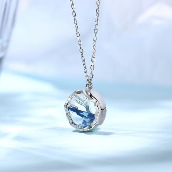 

pendant necklaces caoshi creative ocean mermaid tail design necklace for women trendy jewelry birthday gift drop, Silver