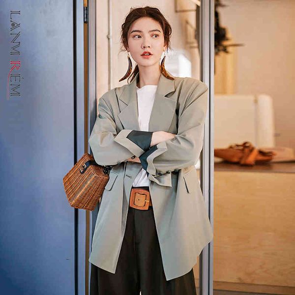 

niche fashion ol blazers for women spring female's notched long sleeve contrast color casual jacket yg61402 210507, White;black