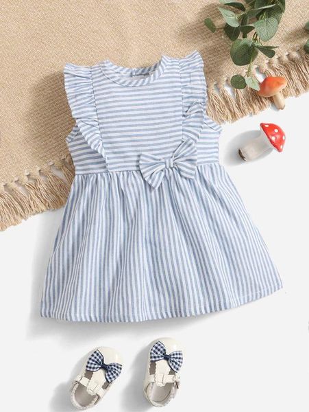 

baby bow front striped dress she, Red;yellow