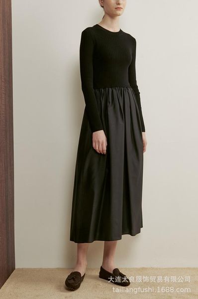 

casual dresses dalian tailiang women's dress tec * shm r knitted patchwork pleated slim, Black;gray
