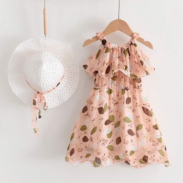 

girl's dresses keelorn girls princess bohemia style kids floral layered vestidos with hat summer children sling beach clothing, Red;yellow