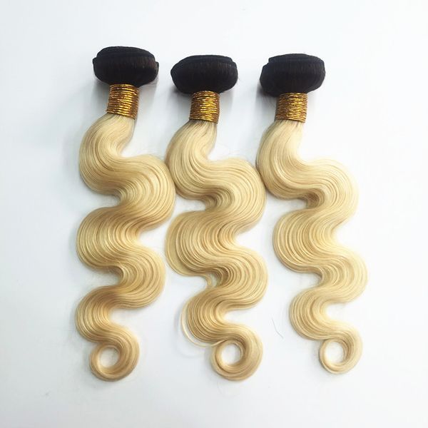 

ombre color 1b/613 body wave 3 bundles/set 100grams/pcs fast delivery, Black