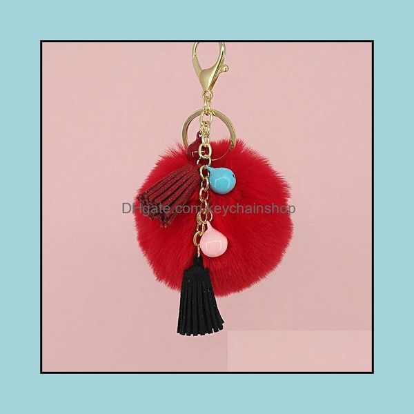

keychains fashion accessories cute bell ball keychain puff charm fur girls key chains car bag bunny jewelry drop delivery 2021 rnvoz, Silver