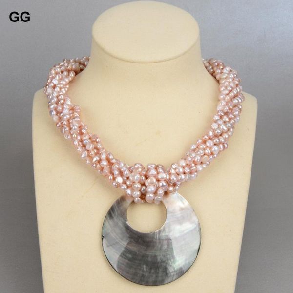 

jewelry real 7 strands natural purple lavender keshi pearl black circle shell pendant necklace cute style for women chains, Silver