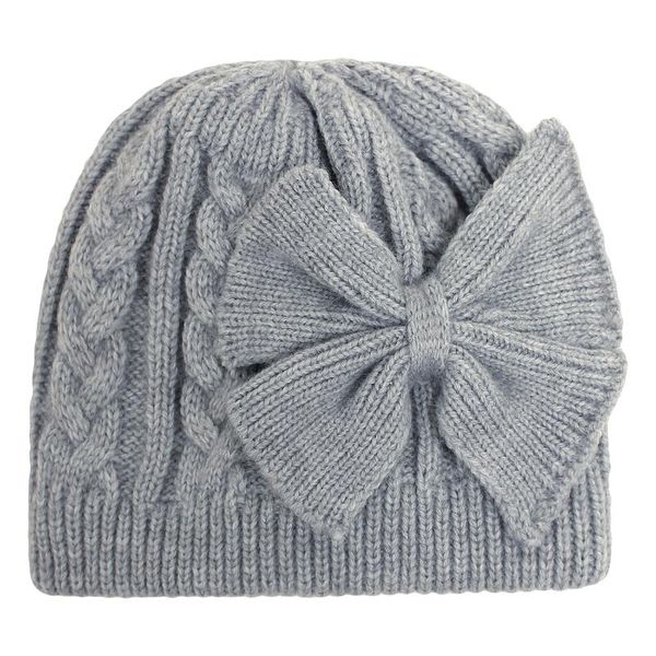 

beanie/skull caps 2021 babies' autumn winter warm kniitting hat baby bow woolen knitted lining cotton fit for 0-1 years bonnet skullies, Blue;gray