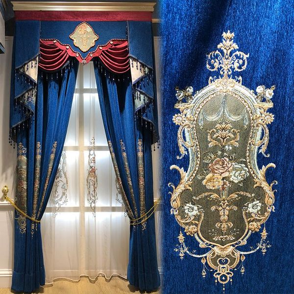 

american retro luxury atmosphere high grade thickened chenille full shading european curtain living room bedroom & drapes