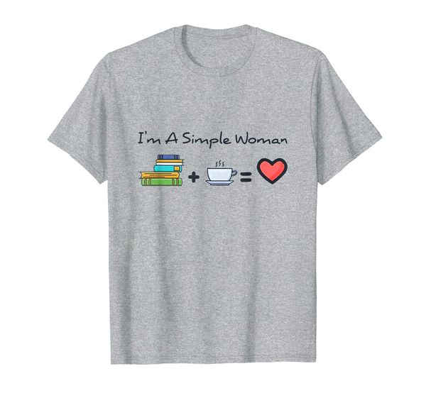 

i'm a simple woman t-shirt with cup of tea and books, White;black