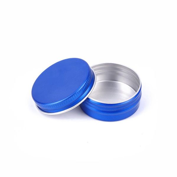 

15g blue golden empty round aluminum box metal tin cosmetic cream diy refillable jar tea pot 100/150/200pcs storage bottles & jars